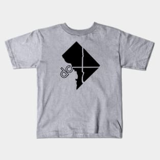 Washington DC Quadrants in Black Kids T-Shirt